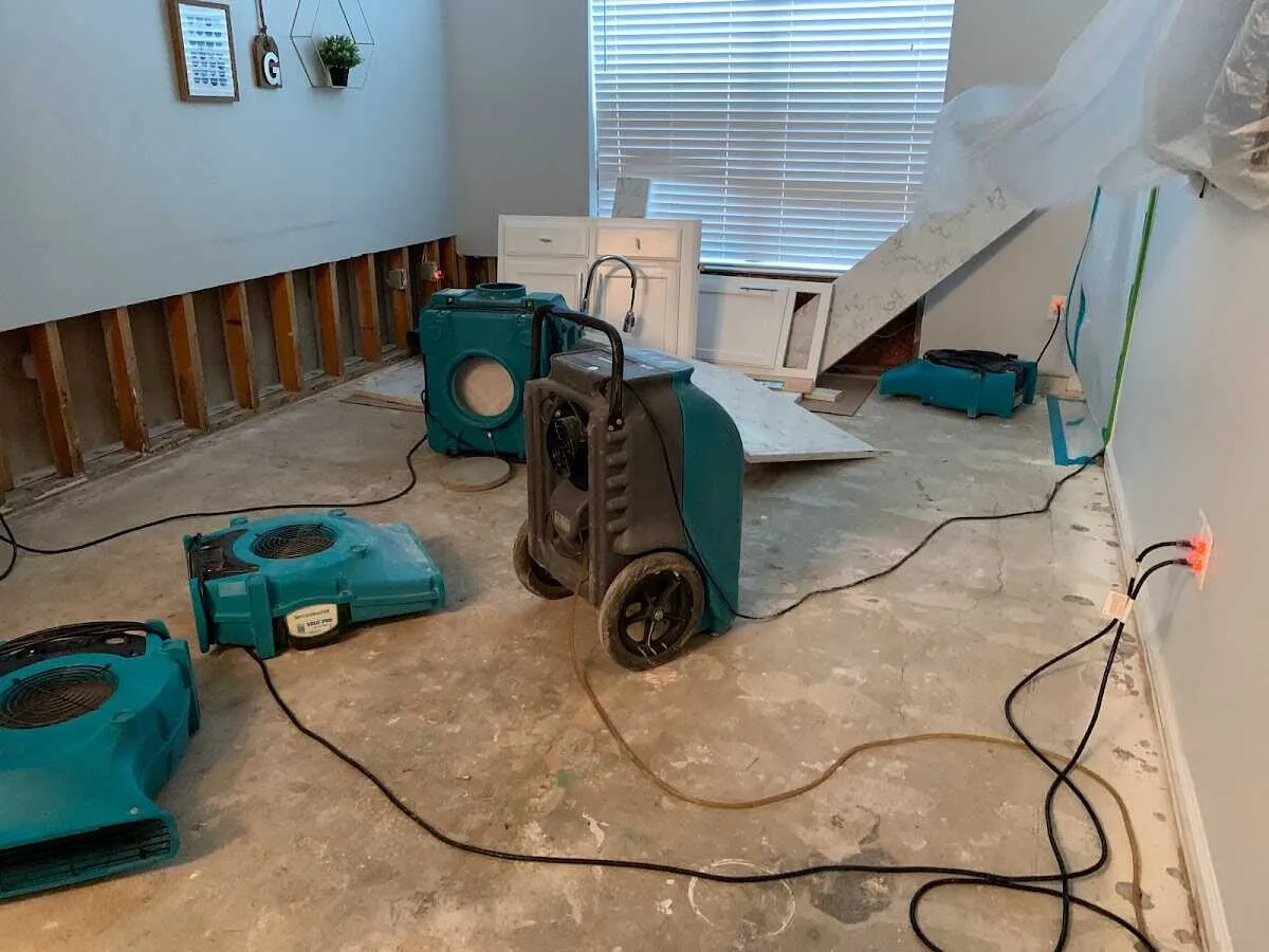 Dehumidifier in flood-cut room for Water Damage Restoration in Buffalo